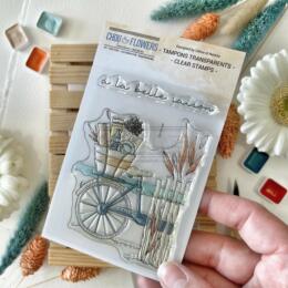 Tampon CLEAR -  LA BICYCLETTE - Collection SOUVENIRS D'ETE - Chou Flowers