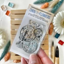 Tampon CLEAR - FOND TIMBRE - Collection SOUVENIRS D'ETE - Chou Flowers