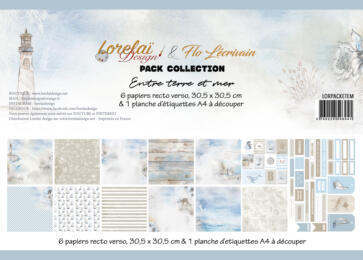 Lorelai Design - Le KIT de la collection ENTRE TERRE ET MER (6 papiers imprimés + Planche A4 Etiquettes)