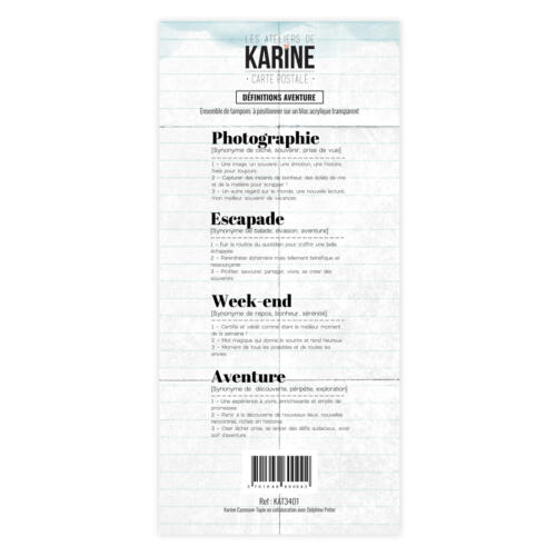 Tampons Clear - Carte Postale - DEFINITIONS AVENTURE  - Les Ateliers de Karine