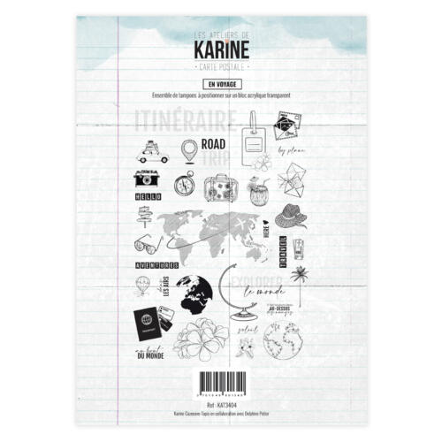 Tampons Clear - Carte Postale - EN VOYAGE - Les Ateliers de Karine