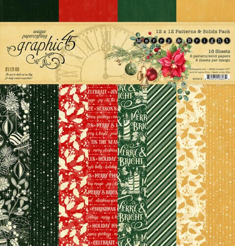 Graphic 45 - MERRY & BRIGHT -  Patterns & Solids  30x30