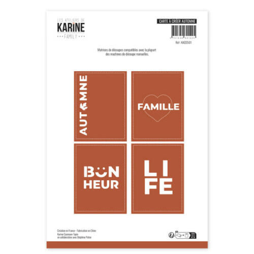 Dies Découpe Les Ateliers de Karine - Matrice de découpe CARTE A CREER AUTOMNE - Collection FAMILY