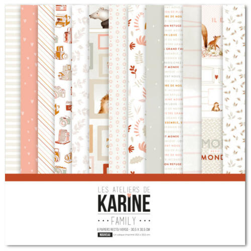 Les Ateliers de Karine - FAMILY -  LE KIT ( 6 papiers + 1 calque Exclu du Kit )