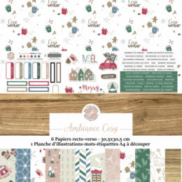 MES P'TITS CISEAUX - Kit Papiers  - AMBIANCE COSY - Collection Noël