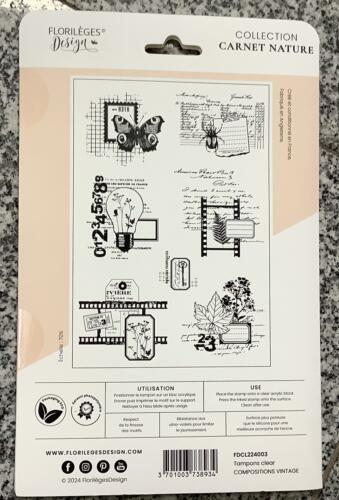Tampon Clear Florilèges Design - COMPOSITIONS VINTAGE - Collection CARNET NATURE