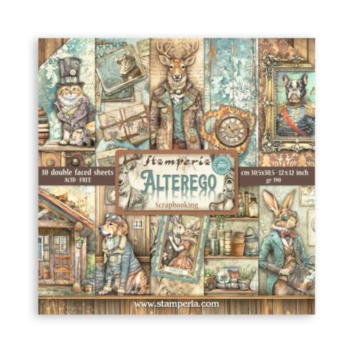 STAMPERIA - Collection ALTEREGO - Kit Assortiment de 10 papiers Recto/verso