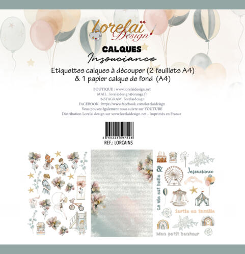 Lorelai Design - Assortiment PAPIERS CALQUE A4 de la collection INSOUCIANCE