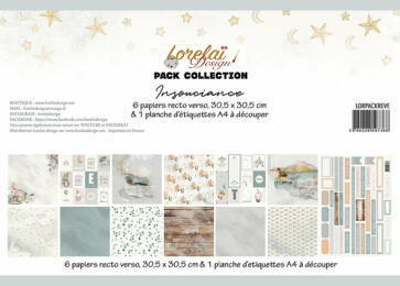 Lorelai Design - Le KIT de la collection INSOUCIANCE (6 papiers imprimés + Planche A4 Etiquettes)