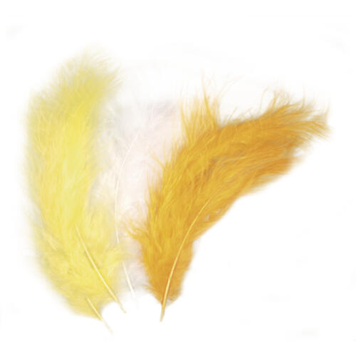 PLUMES - 10/15 cm Couleur JAUNE/BLANC (15u)